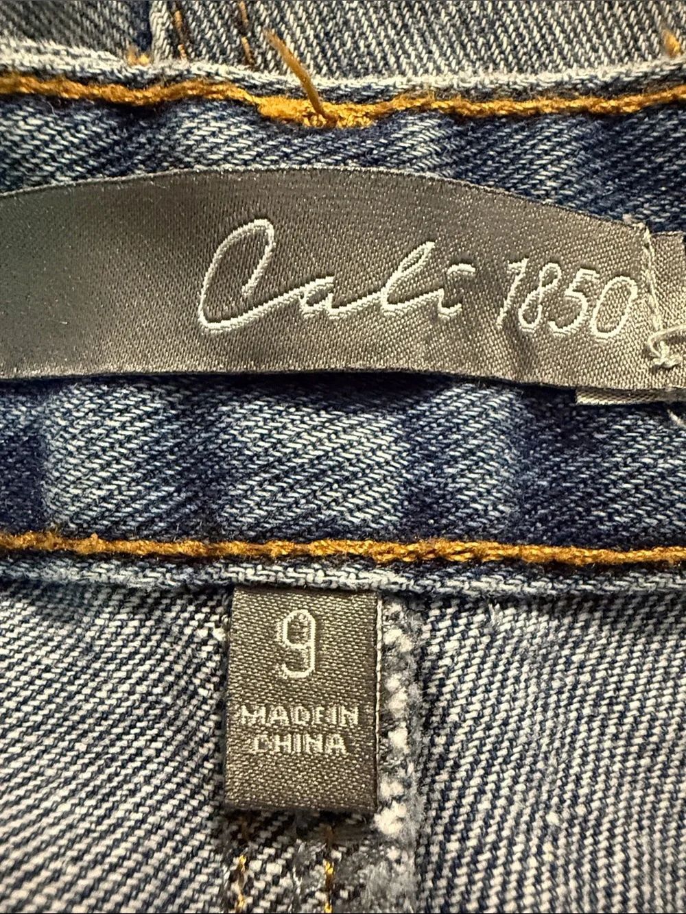 Cali 1850 Blue Medium Wash Silver Studded Wide Leg High Rise Denim Jeans NEW - Picture 15 of 16